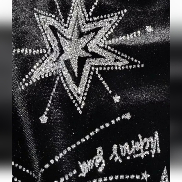 Victoria Secret Black Velvet Leggings Shooting Stars Glitter Pants Size Medium - Picture 4 of 9
